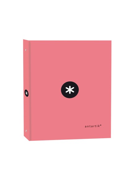 CI | Carpeta liderpapel antartik a4 forrada 4 anillas 25 mm redondas color coral