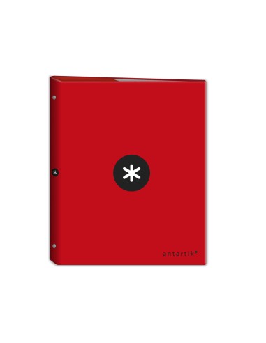 CI | Carpeta liderpapel antartik a4 forrada 4 anillas 25 mm redondas color rojo