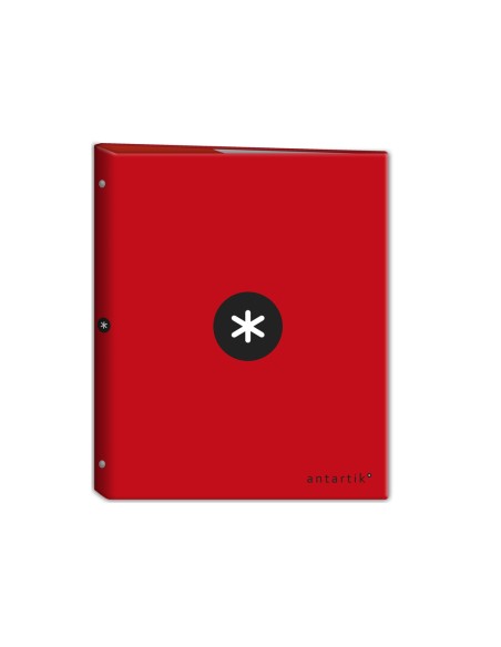 CI | Carpeta liderpapel antartik a4 forrada 4 anillas 25 mm redondas color rojo