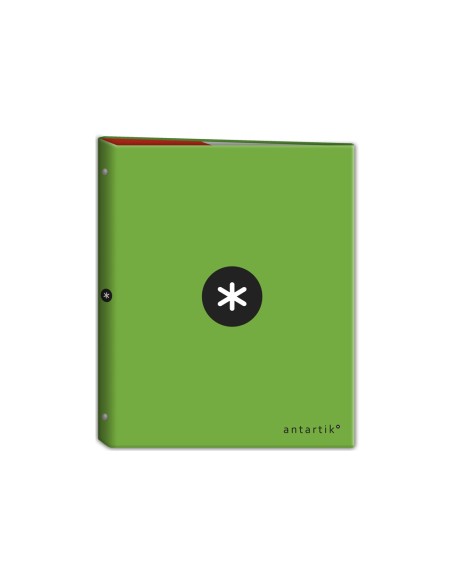 CI | Carpeta liderpapel antartik a4 forrada 4 anillas 25 mm redondas color verde