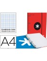 CI | Carpeta con recambio liderpapel antartik a4 cuadro 5 mm forrada 4 anillas 25mm color rojo