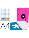 CI | Carpeta con recambio liderpapel antartik a4 cuadro 5 mm forrada 4 anillas 25mm color rosa