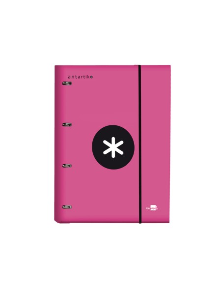 CI | Carpeta con recambio liderpapel antartik a4 cuadro 5 mm forrada 4 anillas 25mm color rosa