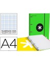CI | Carpeta con recambio liderpapel antartik a4 cuadro 5 mm forrada 4 anillas 25mm color verde