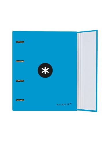 CI | Carpeta con recambio y solapa liderpapel antartik a4 cuadro 5 mm forrada 4 anillas redondas 40mm color azul