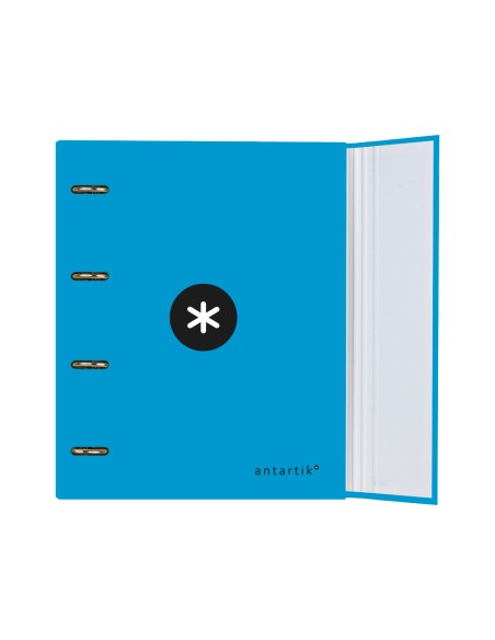 CI | Carpeta con recambio y solapa liderpapel antartik a4 cuadro 5 mm forrada 4 anillas redondas 40mm color azul