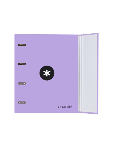 CI | Carpeta con recambio y solapa liderpapel antartik a4 cuadro 5mm forrada 4 anillas redondas 40mm color lavanda