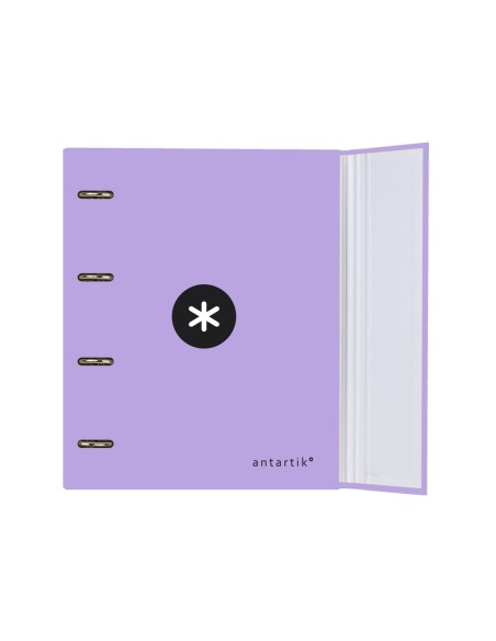 CI | Carpeta con recambio y solapa liderpapel antartik a4 cuadro 5mm forrada 4 anillas redondas 40mm color lavanda
