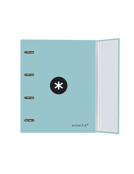CI | Carpeta con recambio y solapa liderpapel antartik a4 cuadro 5mm forrada 4 anillas redondas 40mm color menta