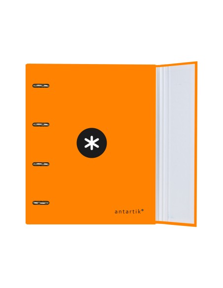 CI | Carpeta con recambio y solapa liderpapel antartik a4 cuadro 5 mm forrada 4 anillas redondas 40mm color naranja
