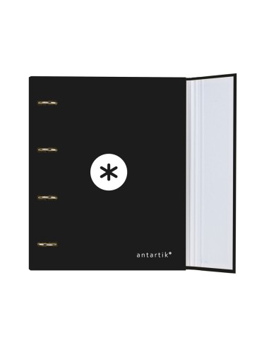 CI | Carpeta con recambio y solapa liderpapel antartik a4 cuadro 5 mm forrada 4 anillas redondas 40mm color negra