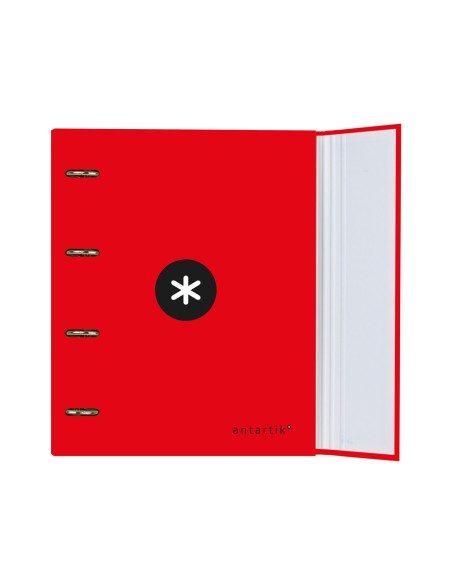 CI | Carpeta con recambio y solapa liderpapel antartik a4 cuadro 5 mm forrada 4 anillas redondas 40mm color rojo