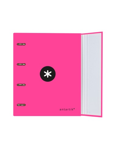 CI | Carpeta con recambio y solapa liderpapel antartik a4 cuadro 5 mm forrada 4 anillas redondas 40mm color rosa