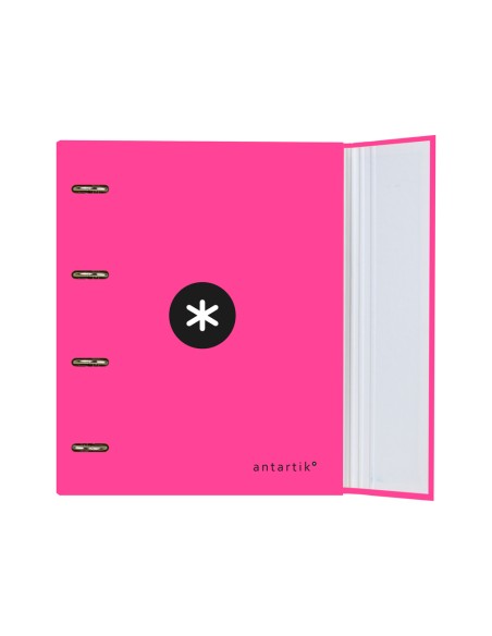 CI | Carpeta con recambio y solapa liderpapel antartik a4 cuadro 5 mm forrada 4 anillas redondas 40mm color rosa