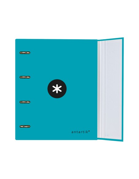 CI | Carpeta con recambio y solapa liderpapel antartik a4 cuadro 5 mm forrada 4 anillas redondas 40mm color turquesa