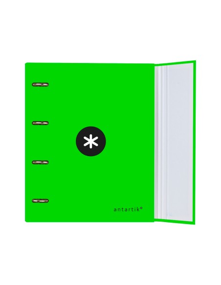 CI | Carpeta con recambio y solapa liderpapel antartik a4 cuadro 5 mm forrada 4 anillas redondas 40mm color verde