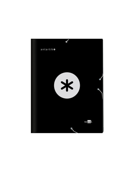 CI | Carpeta liderpapel antartik gomas a4 3 solapas carton forrado color negro