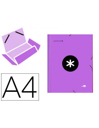 CI | Carpeta liderpapel antartik gomas a4 3 solapas carton forrado color violeta