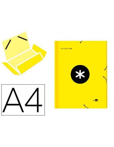 CI | Carpeta liderpapel antartik gomas a4 3 solapas carton forrado color amarilla
