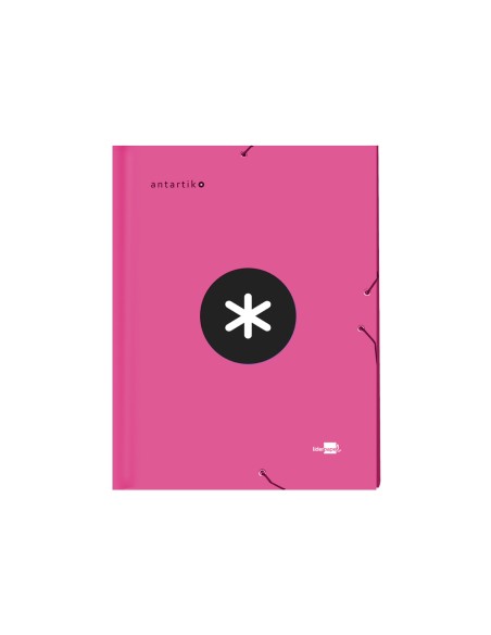 CI | Carpeta liderpapel antartik gomas a4 3 solapas carton forrado color rosa