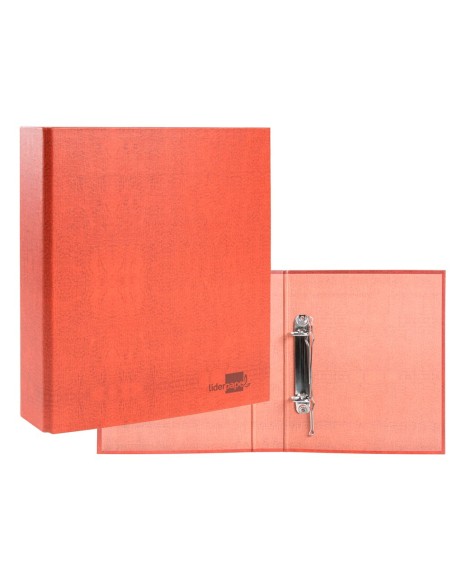 CI | Carpeta de 2 anillas 40mm mixtas liderpapel folio carton cuero forrado compresor plastico