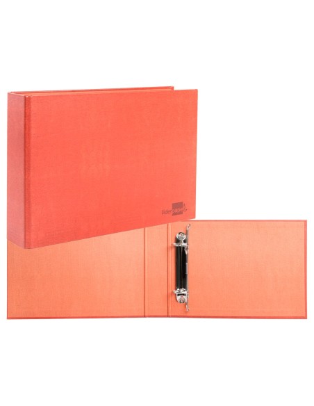 CI | Carpeta de 2 anillas 25mm mixtas liderpapel cuarto apaisado carton cuero forrado compresor plastico