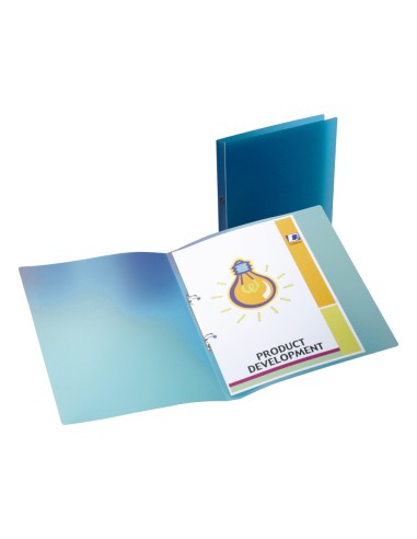 CI | Carpeta liderpapel 2 anillas redondas mini 15 mm 49072 polipropileno din a4 azul translucido