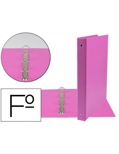CI | Carpeta liderpapel 4 anillas 25 mm redondas plastico folio color fucsia