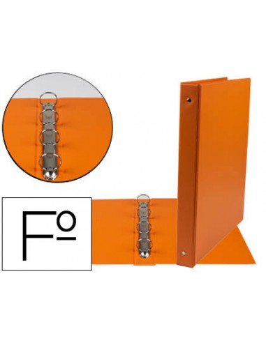 CI | Carpeta liderpapel 4 anillas 25 mm redondas plastico folio color naranja