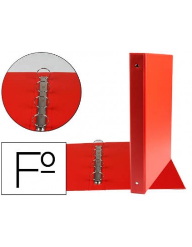 CI | Carpeta liderpapel 4 anillas 25 mm redondas plastico folio color rojo