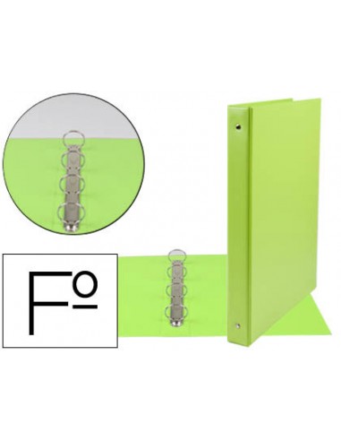 CI | Carpeta liderpapel 4 anillas 25 mm redondas plastico folio color verde pistacho