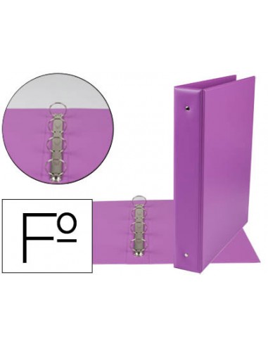 CI | Carpeta liderpapel 4 anillas 40 mm redondas plastico folio color lila
