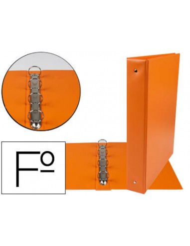 CI | Carpeta liderpapel 4 anillas 40 mm redondas plastico folio color naranja