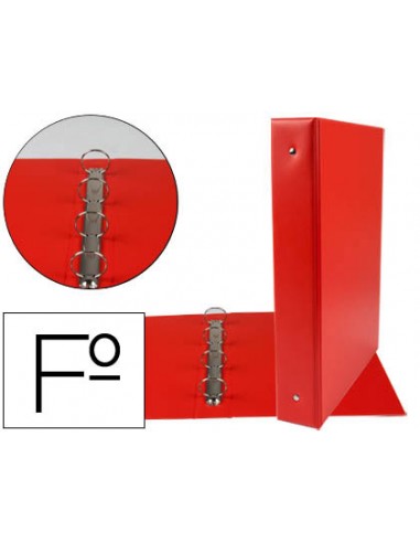 CI | Carpeta liderpapel 4 anillas 40 mm redondas plastico folio color rojo