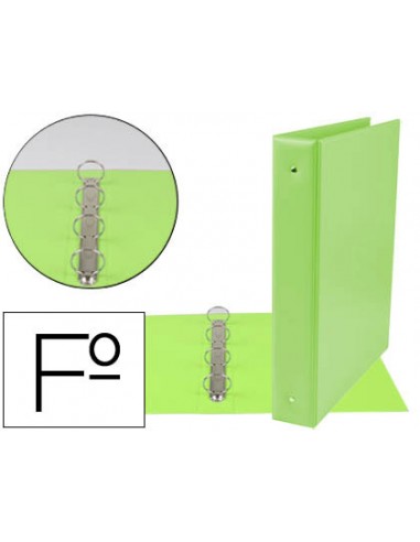 CI | Carpeta liderpapel 4 anillas 40 mm redondas plastico folio color verde pistacho