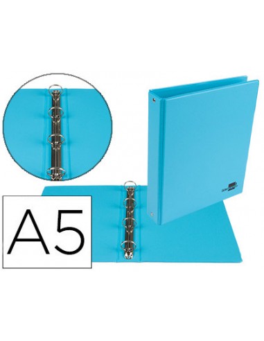 CI | Carpeta de 4 anillas 25 mm redondas liderpapel a5 carton forrado pvc azul