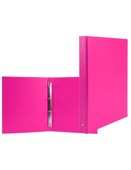 CI | Carpeta de 4 anillas 25 mm redondas liderpapel a5 carton forrado pvc fucsia