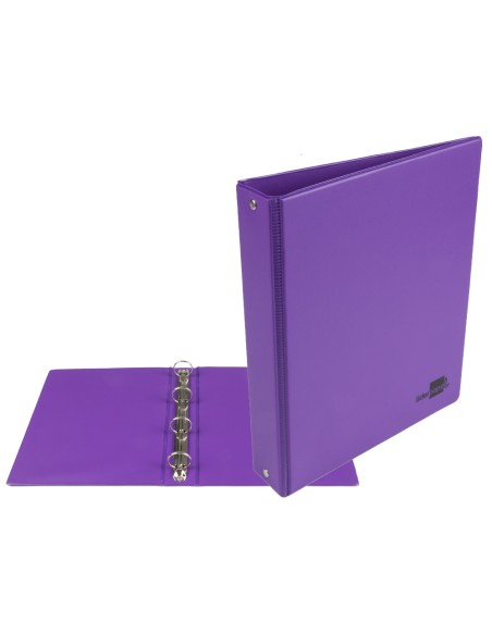 CI | Carpeta de 4 anillas 25 mm redondas liderpapel a5 carton forrado pvc violeta