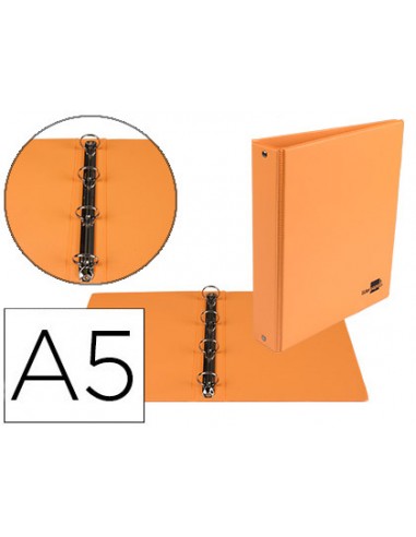 CI | Carpeta de 4 anillas 25 mm redondas liderpapel a5 carton forrado pvc naranja