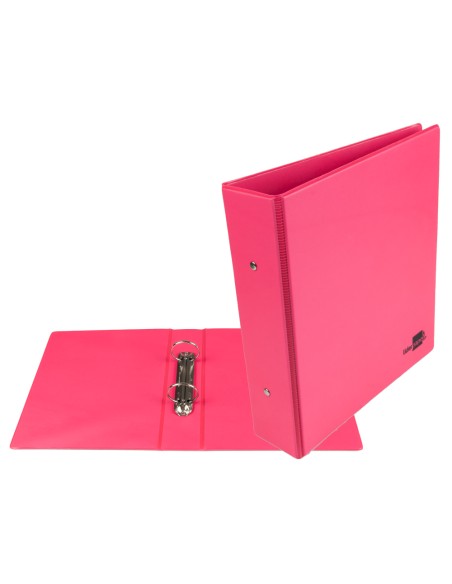 CI | Carpeta de 2 anillas 40 mm redondas liderpapel a5 carton forrado pvc fucsia