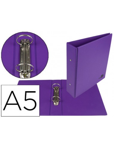 CI | Carpeta de 2 anillas 40 mm redondas liderpapel a5 carton forrado pvc violeta