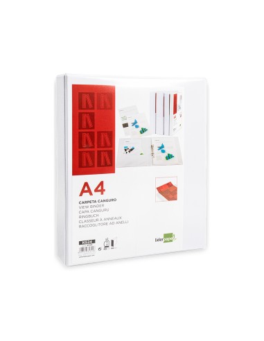 CI | Carpeta canguro 2 anillas mixtas 40mm liderpapel a4 plastico blanca