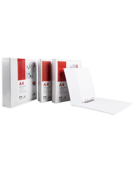 CI | Carpeta canguro 4 anillas mixtas 40mm liderpapel a4 plastico blanca