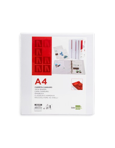 CI | Carpeta canguro 4 anillas mixtas 55mm liderpapel a4 plastico blanca