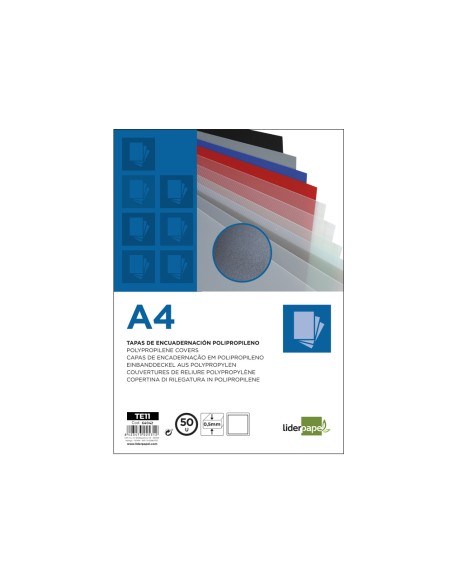 CI | Tapa encuadernacion liderpapel polipropileno a4 0.5mm negro opaco paquete de 100 unidades