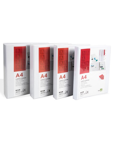 CI | Carpeta canguro 4 anillas mixtas 55mm liderpapel a4 plastico blanca