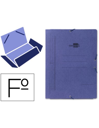 CI | Carpeta liderpapel gomas folio 3 solapas carton pintado azul