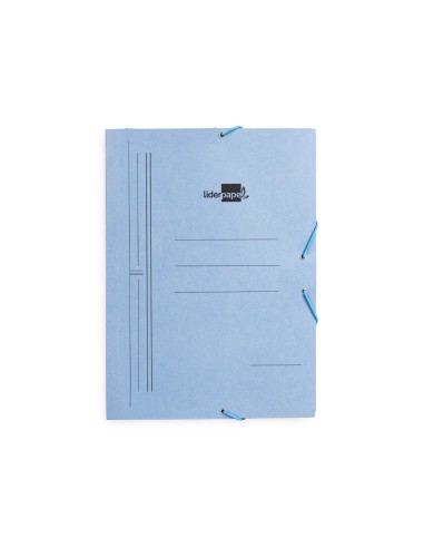 CI | Carpeta liderpapel gomas folio 3 solapas carton pintado azul