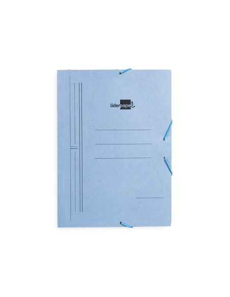 CI | Carpeta liderpapel gomas folio 3 solapas carton pintado azul