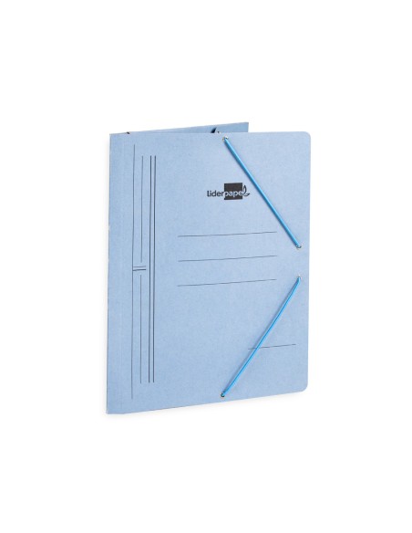 CI | Carpeta liderpapel gomas folio 3 solapas carton pintado azul